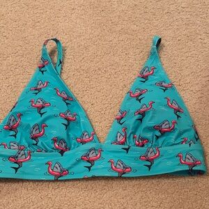 MeUndies Shark Print Bikini Top - Teal and Pink